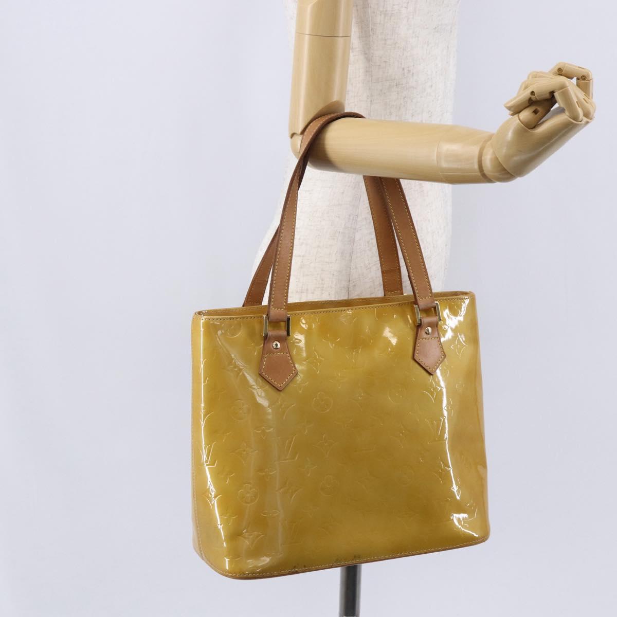 LOUIS VUITTON Monogram Vernis Houston Hand Bag Beige M91004 LV Auth th5476