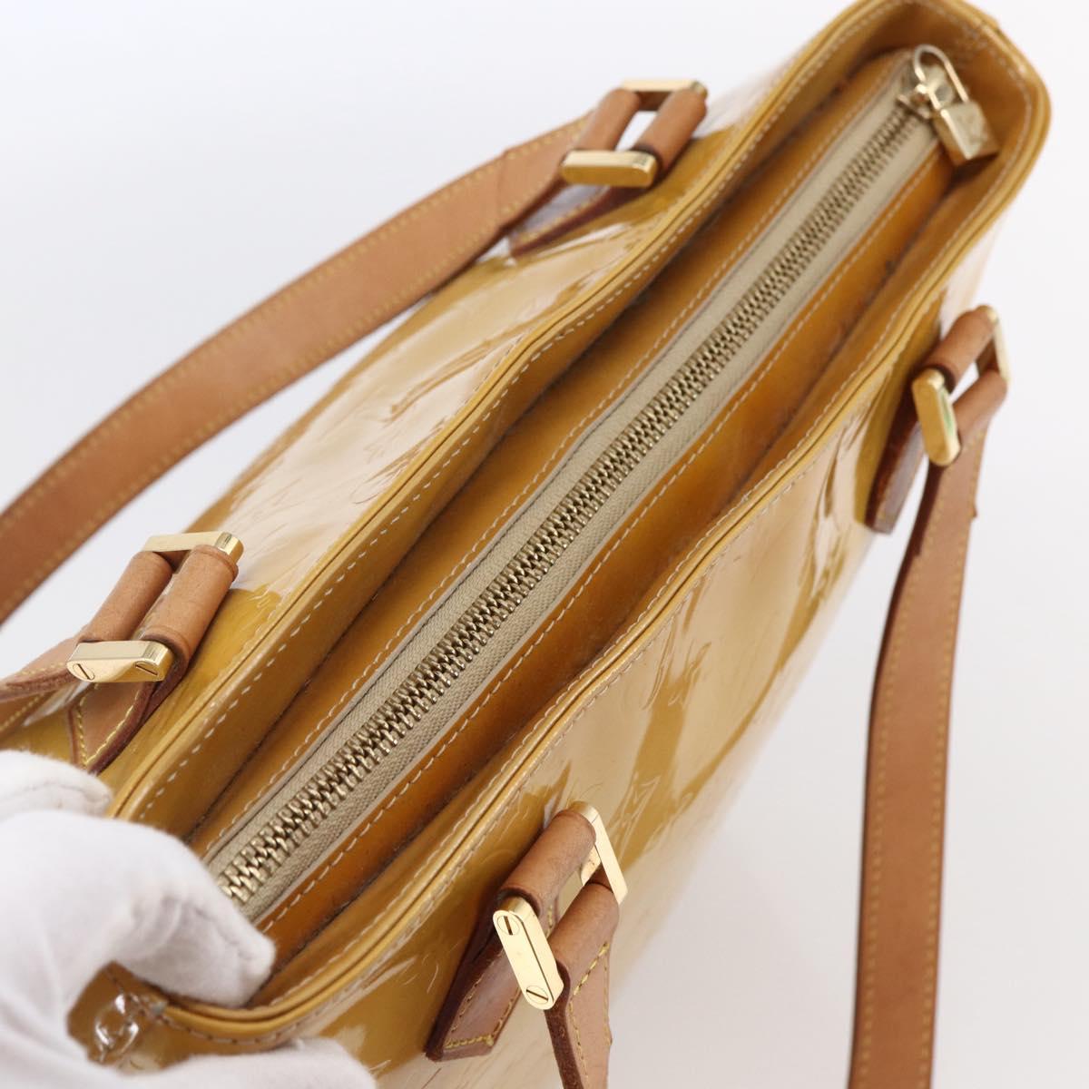 LOUIS VUITTON Monogram Vernis Houston Hand Bag Beige M91004 LV Auth th5476
