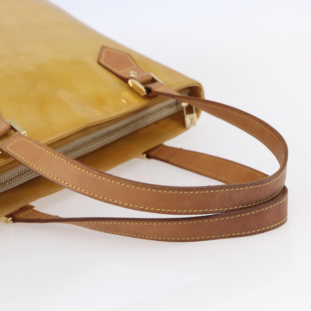 LOUIS VUITTON Monogram Vernis Houston Hand Bag Beige M91004 LV Auth th5476