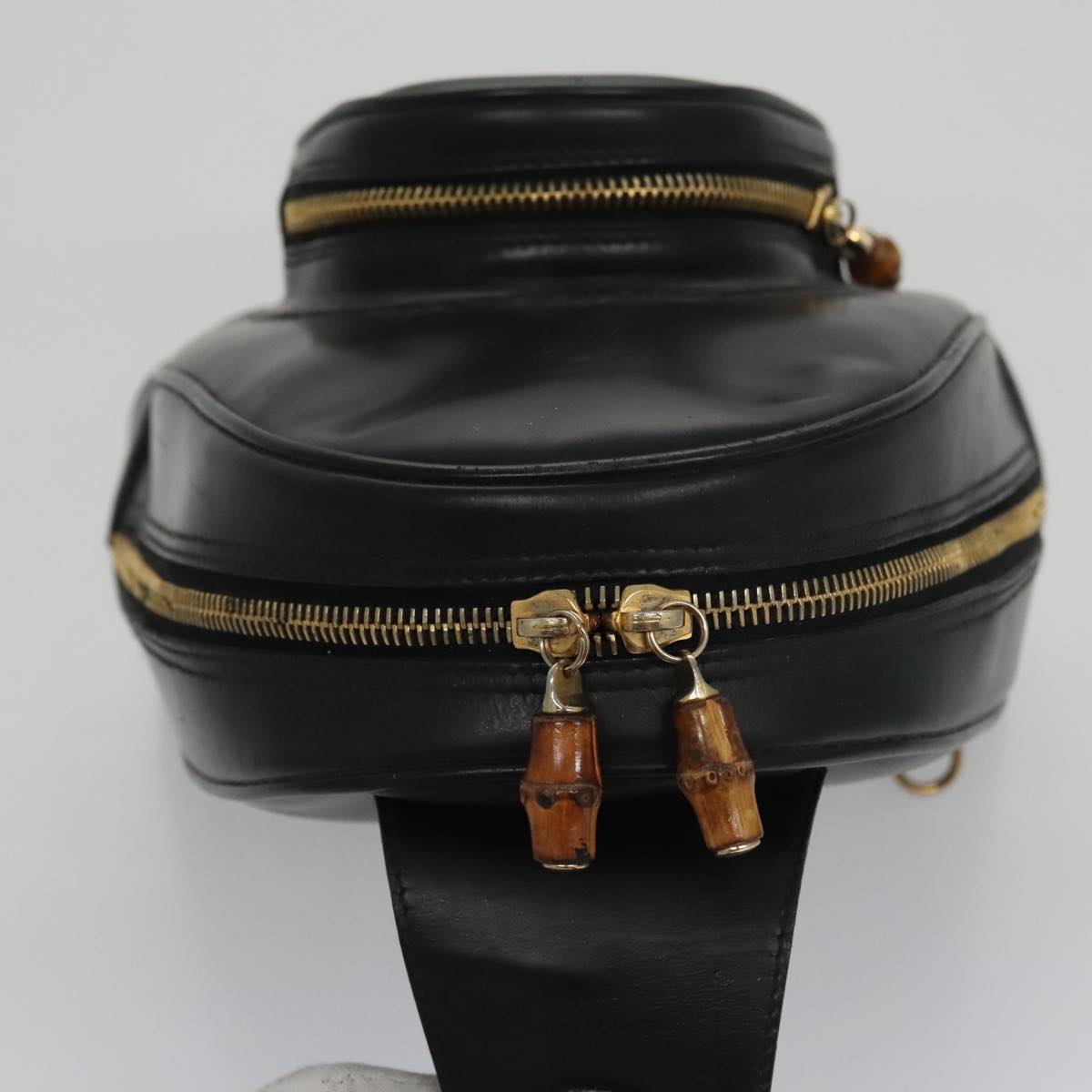 GUCCI Bamboo Body Bag Patent leather Black Gold 003 3444 0127 Auth th5494