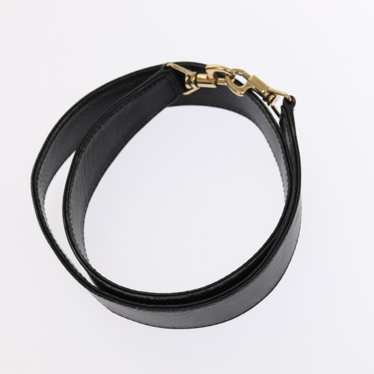 GUCCI Bamboo Hand Bag Leather 2way Black Gold 001 2113 1577 Auth th5555