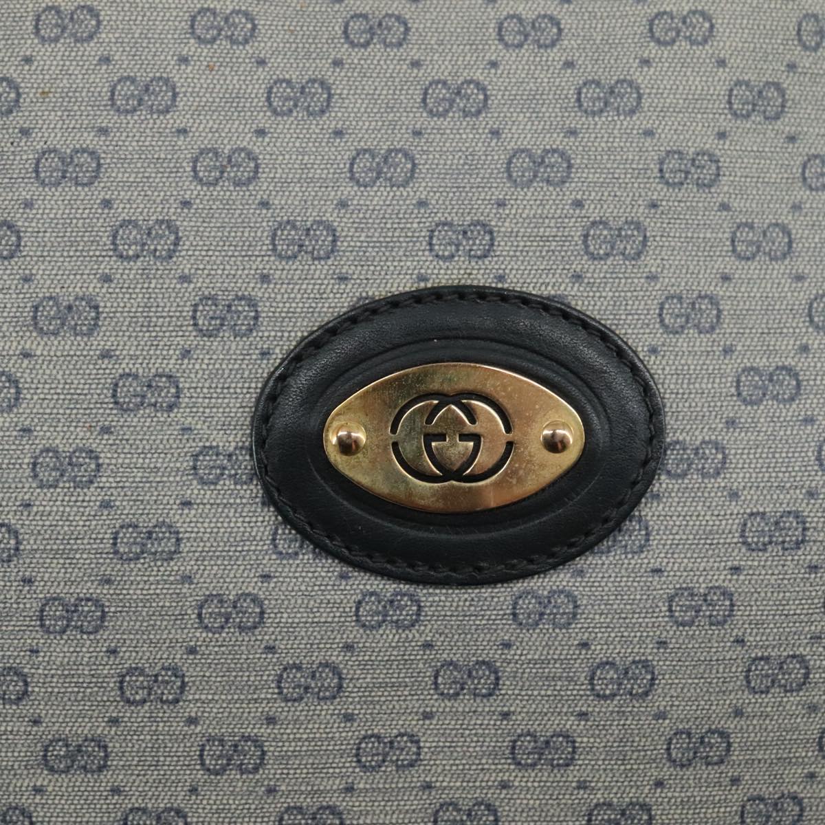 GUCCI Micro GG Supreme Hand Bag PVC 2way Navy Gold 002 58 0033 Auth th5567