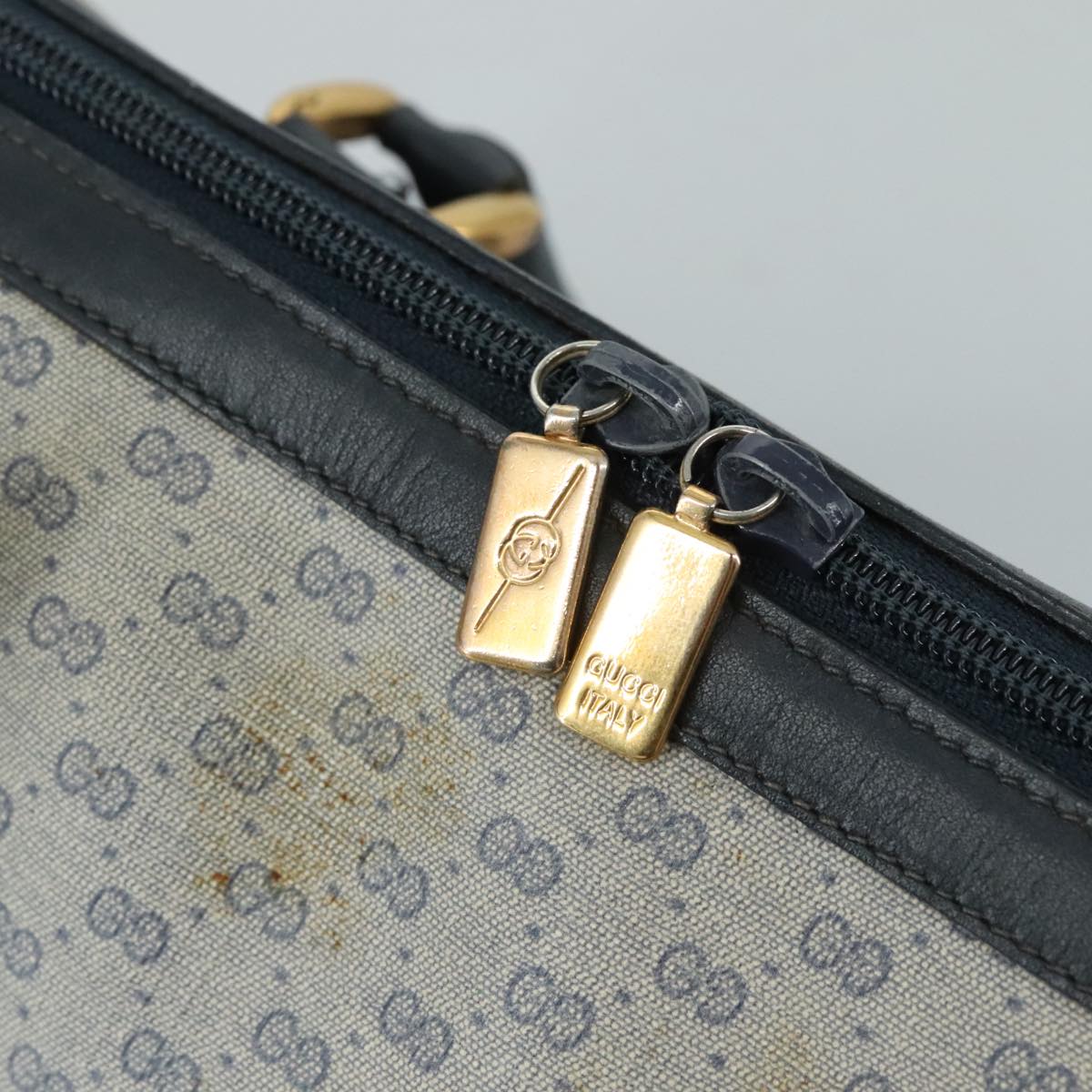 GUCCI Micro GG Supreme Hand Bag PVC 2way Navy Gold 002 58 0033 Auth th5567
