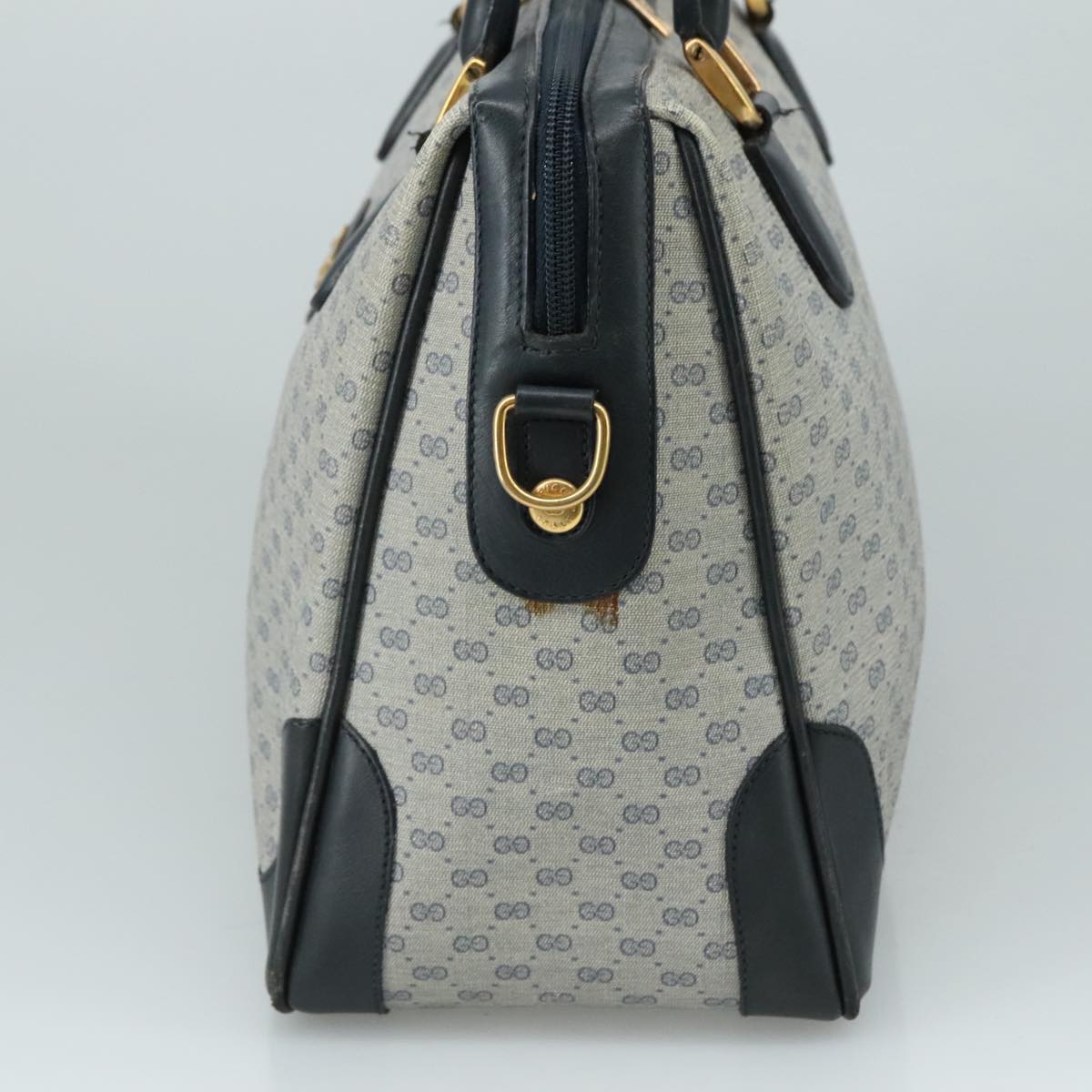 GUCCI Micro GG Supreme Hand Bag PVC 2way Navy Gold 002 58 0033 Auth th5567