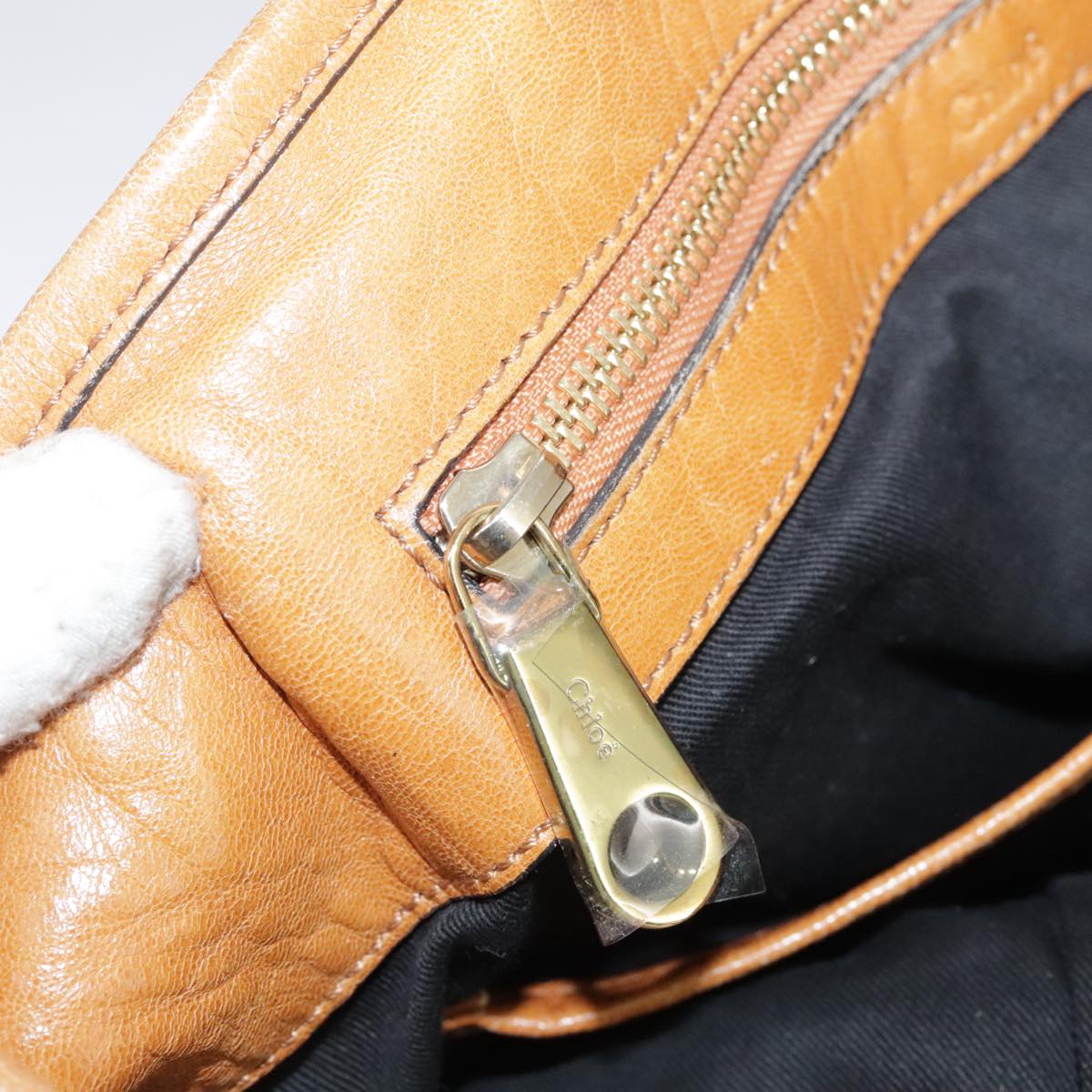 Chloe Etel Hand Bag Leather Brown Gold Auth th5573