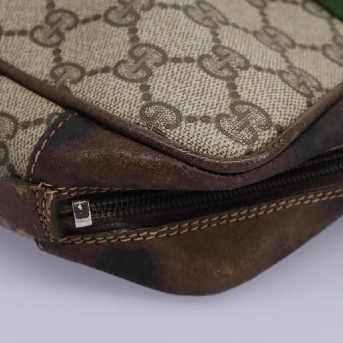 GUCCI GG Supreme Web Sherry Line Clutch Bag PVC Beige Red Green Auth th5590