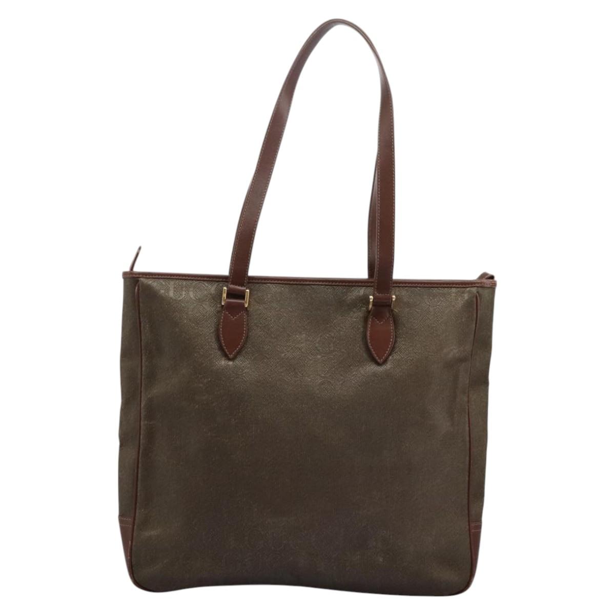 GUCCI Tote Bag Canvas Khaki 002 39 0149 Auth th5601