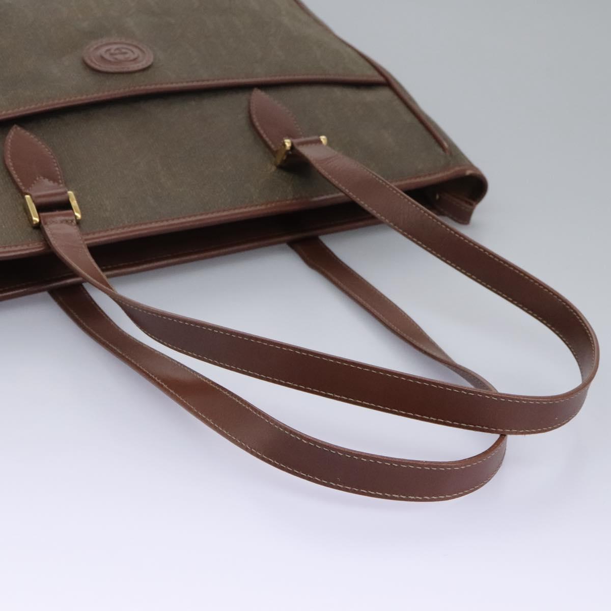 GUCCI Tote Bag Canvas Khaki 002 39 0149 Auth th5601
