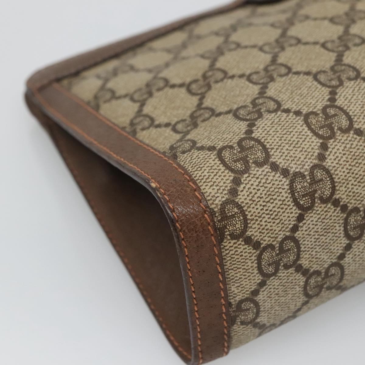 GUCCI GG Supreme Web Sherry Line Clutch Bag PVC Beige Red 89 01 032 Auth th5635