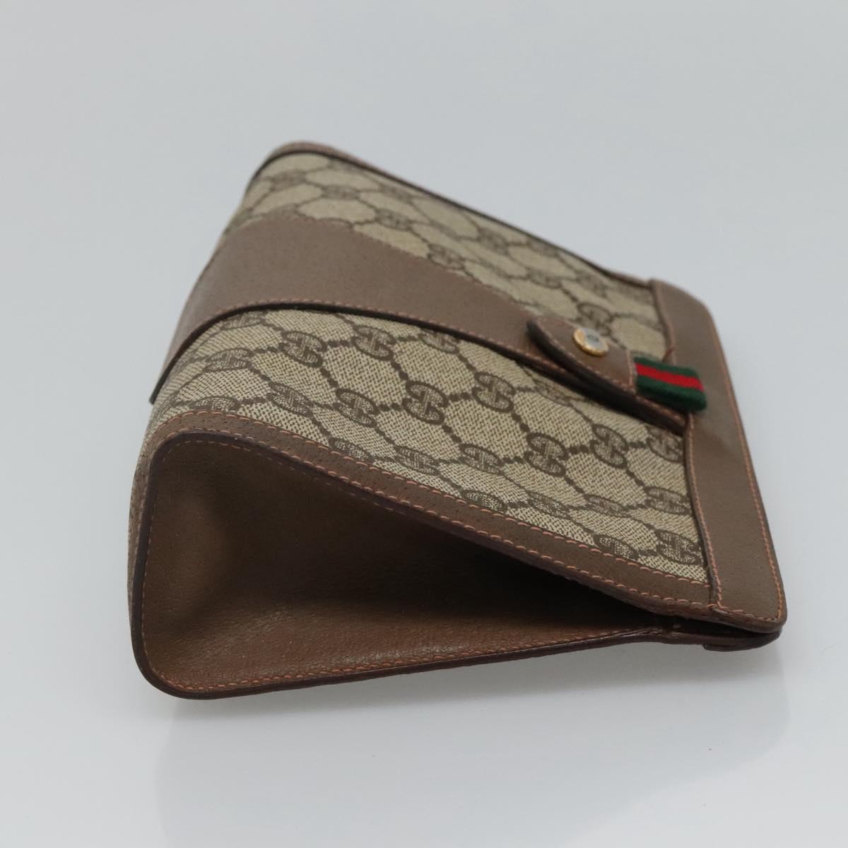 GUCCI GG Supreme Web Sherry Line Clutch Bag PVC Beige Red 89 01 032 Auth th5635