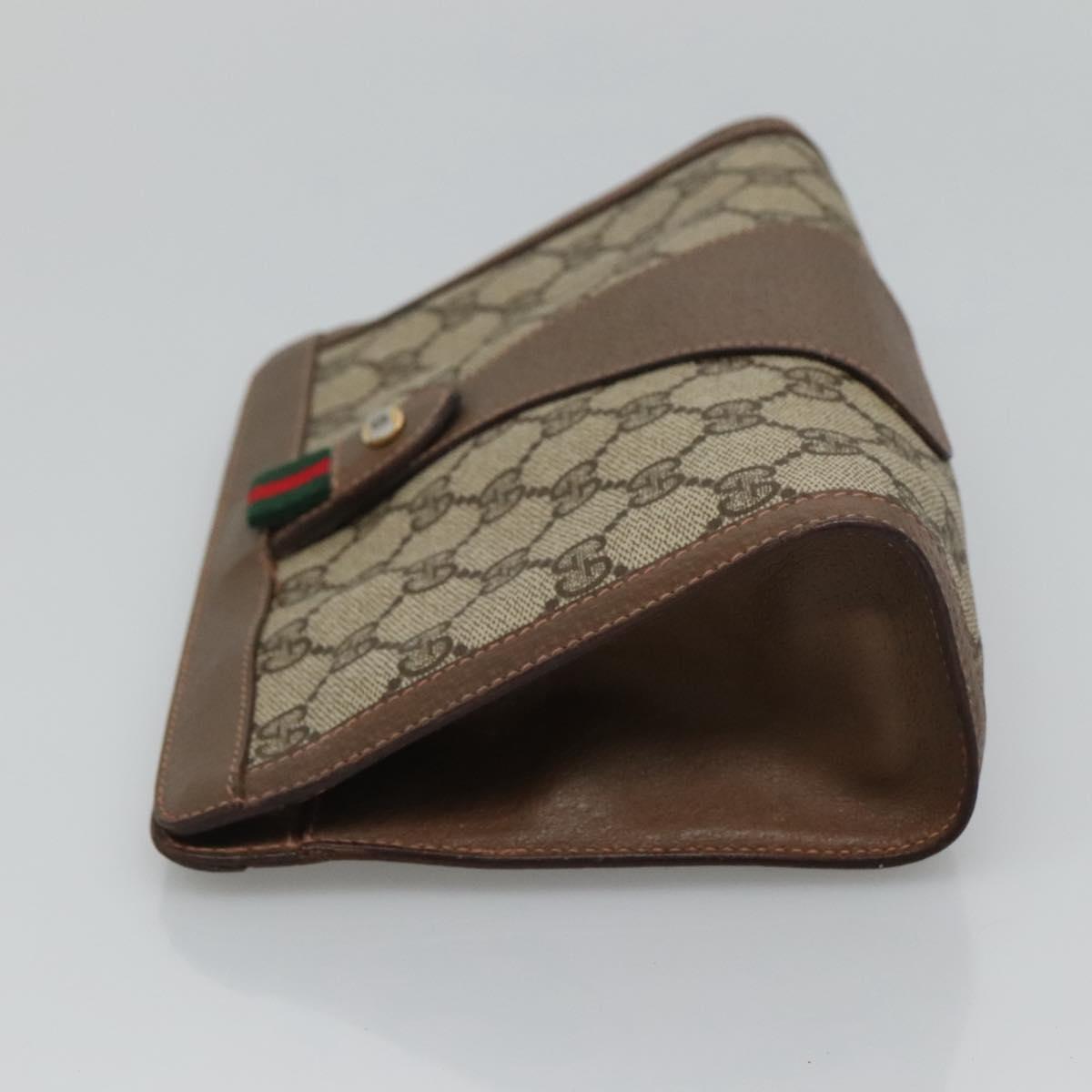 GUCCI GG Supreme Web Sherry Line Clutch Bag PVC Beige Red 89 01 032 Auth th5635