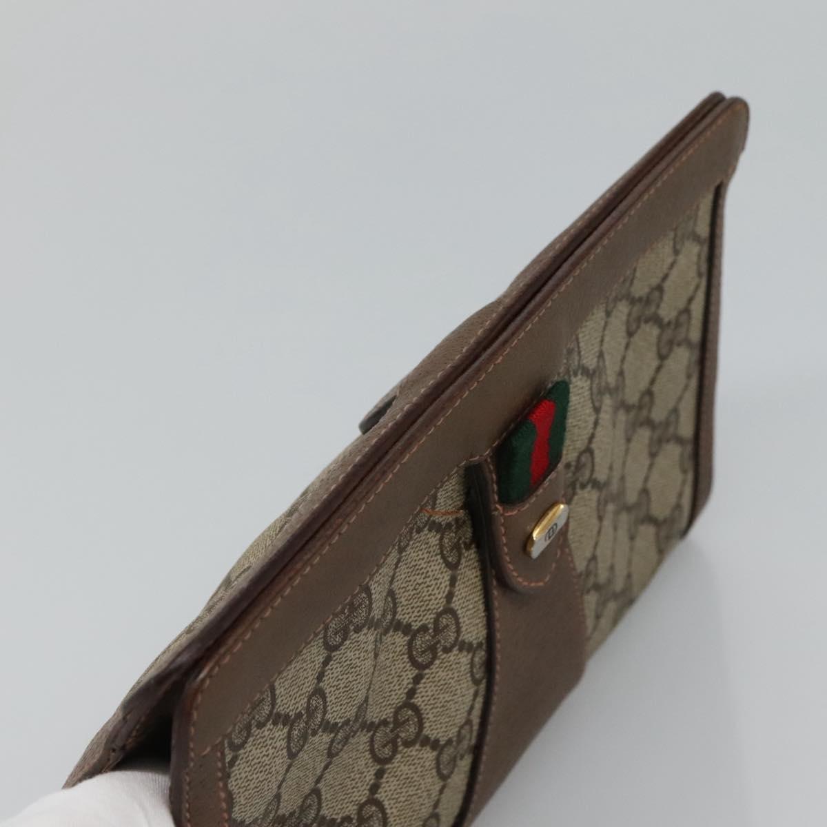 GUCCI GG Supreme Web Sherry Line Clutch Bag PVC Beige Red 89 01 032 Auth th5635