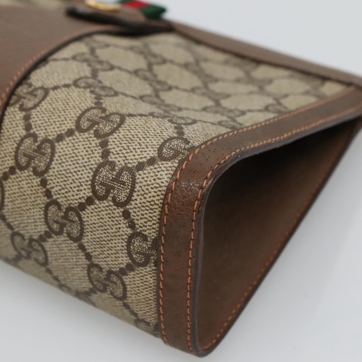 GUCCI GG Supreme Web Sherry Line Clutch Bag PVC Beige Red 89 01 032 Auth th5635