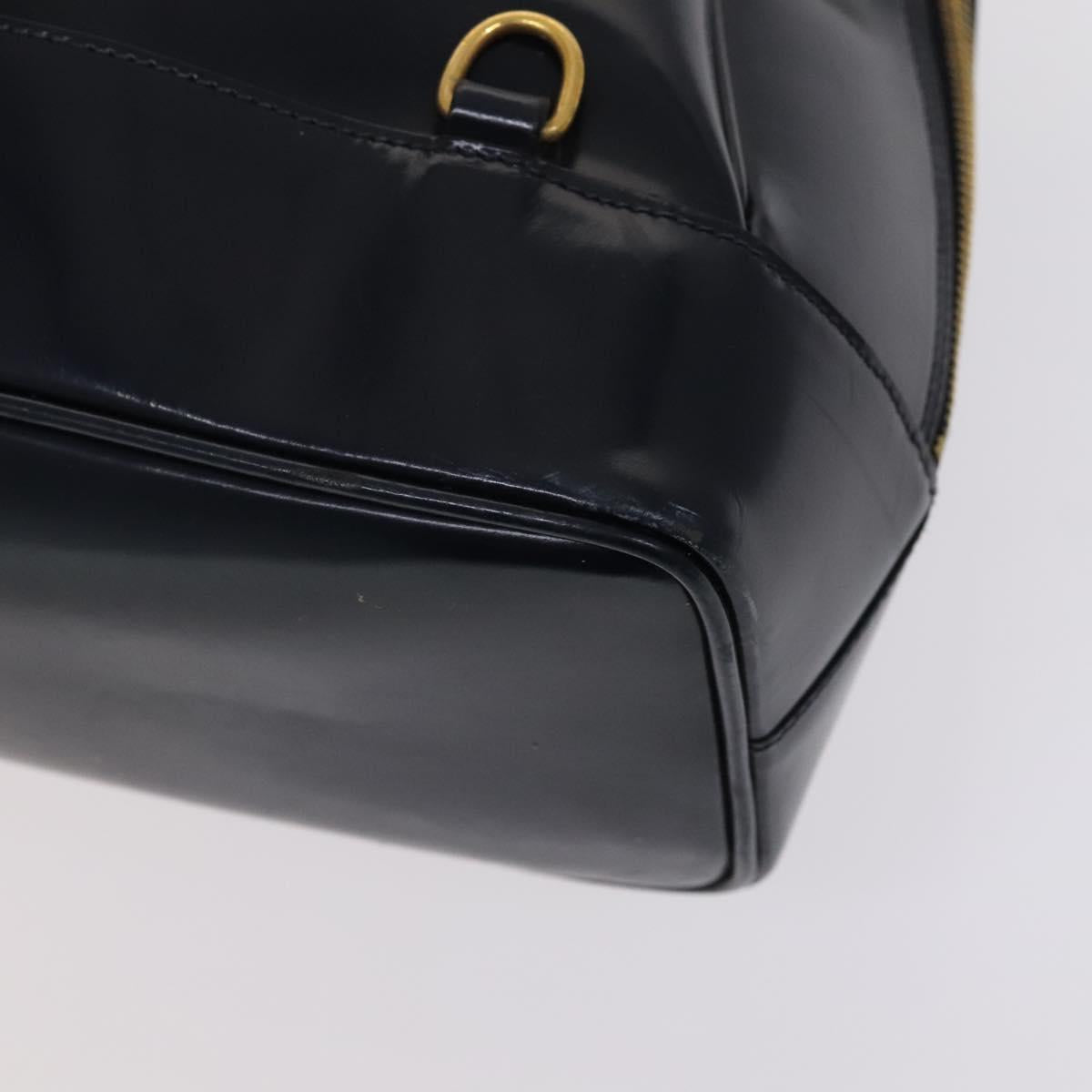 GUCCI Bamboo Shoulder Bag Patent leather Navy Gold 003 2113 0027 Auth th5637