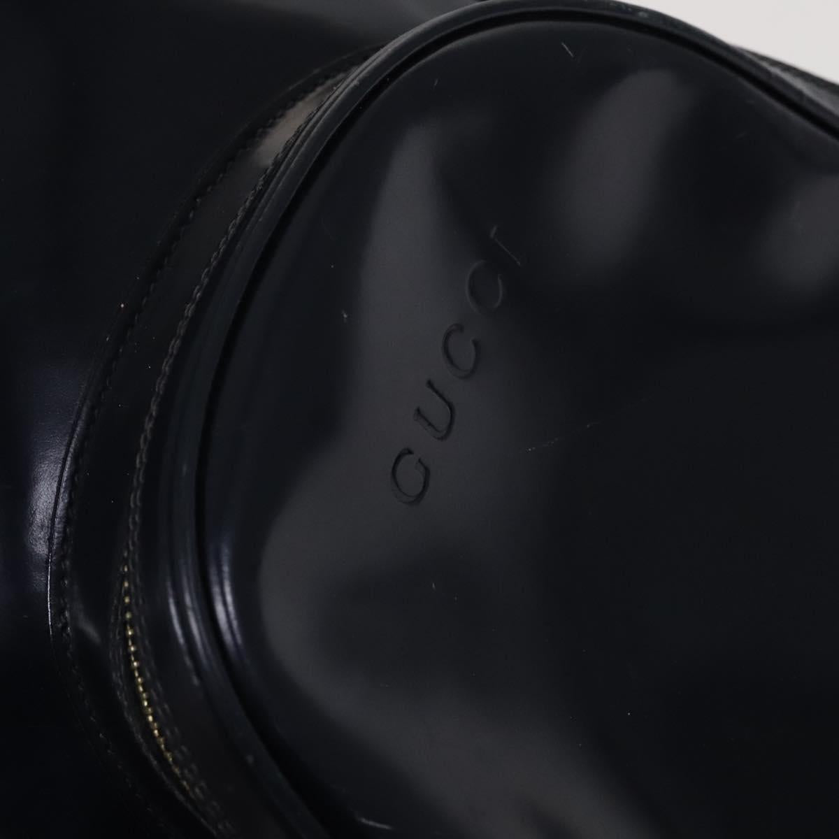 GUCCI Bamboo Shoulder Bag Patent leather Navy Gold 003 2113 0027 Auth th5637