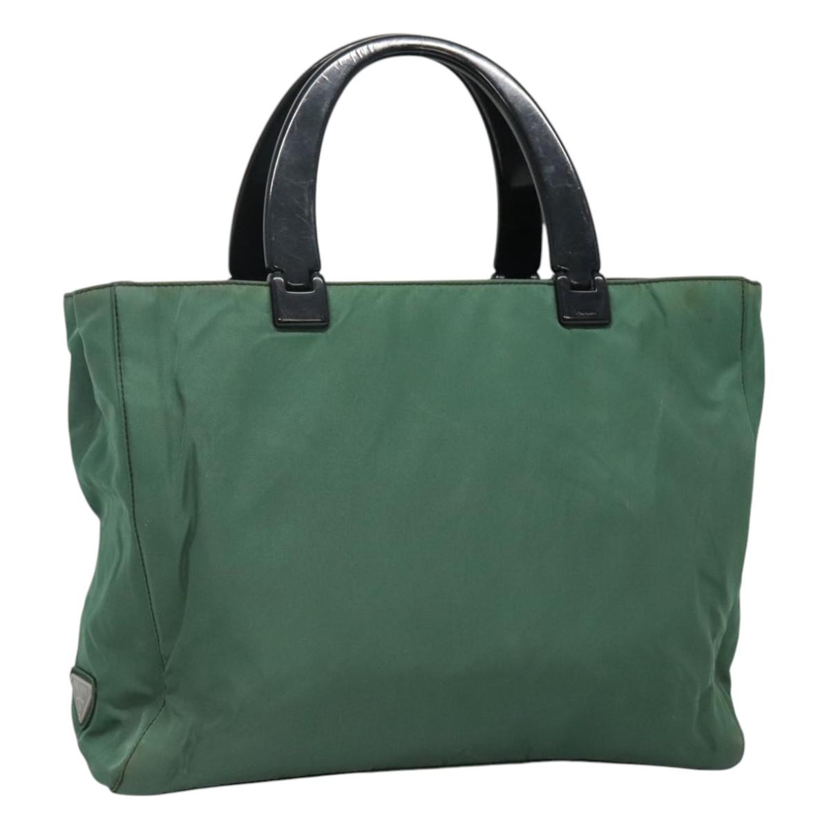 PRADA Hand Bag Nylon Green Auth th5642