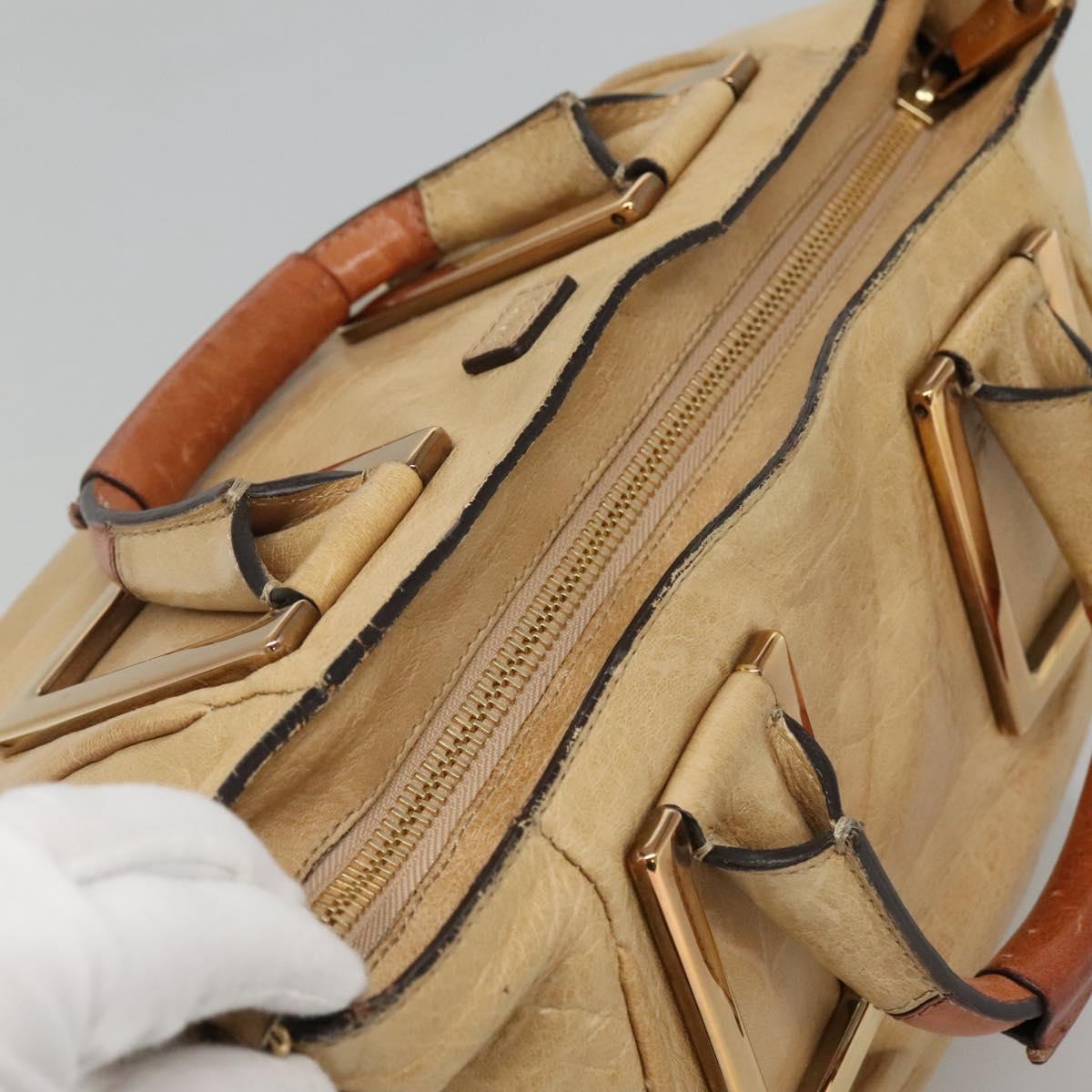 Chloe Hand Bag Leather 2way Beige Gold Auth th5645