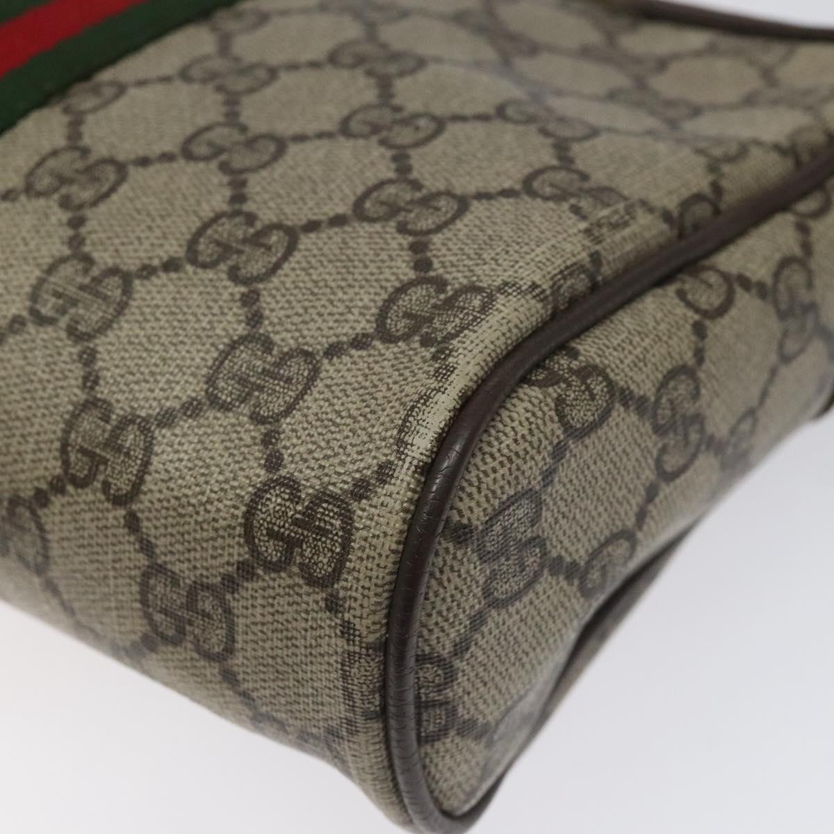 GUCCI GG Supreme Web Sherry Line Clutch Bag PVC Beige Red 56 01 012 Auth th5648
