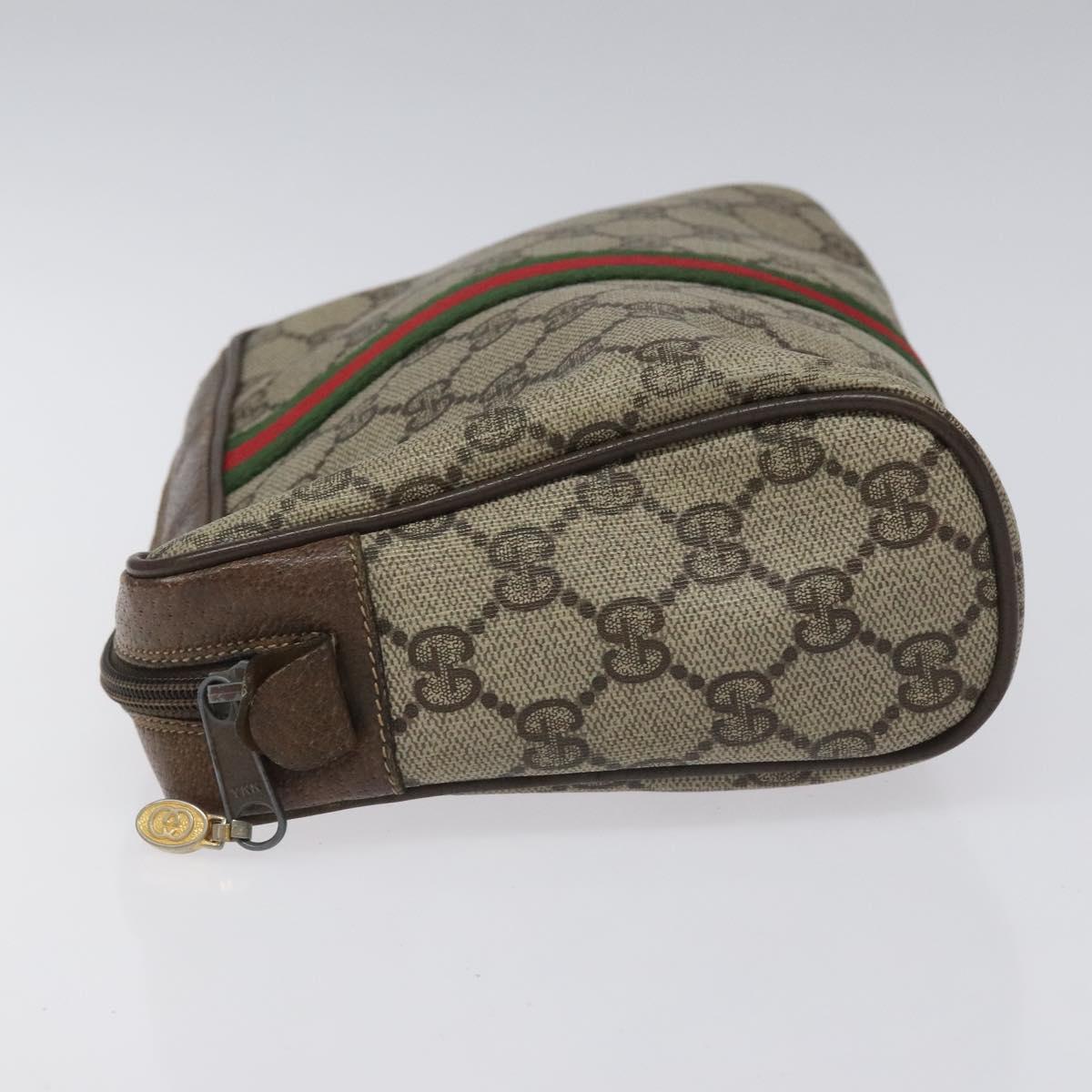 GUCCI GG Supreme Web Sherry Line Clutch Bag PVC Beige Red 56 01 012 Auth th5648