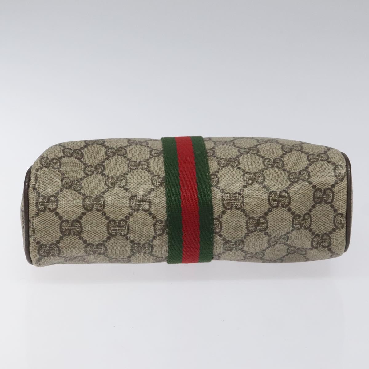 GUCCI GG Supreme Web Sherry Line Clutch Bag PVC Beige Red 56 01 012 Auth th5648