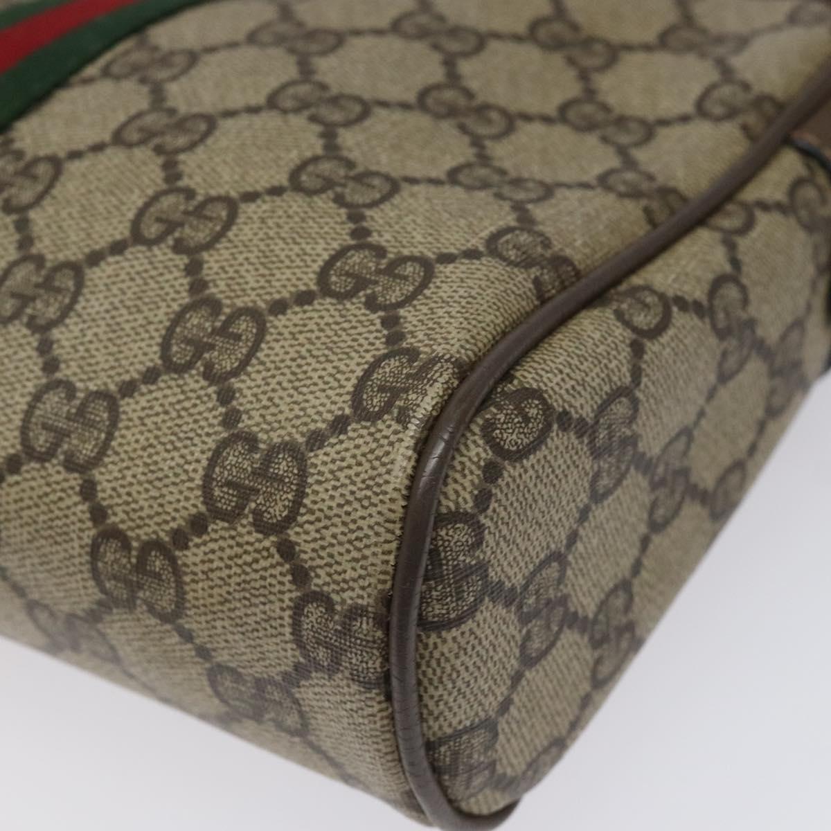 GUCCI GG Supreme Web Sherry Line Clutch Bag PVC Beige Red 89 01 012 Auth th5649