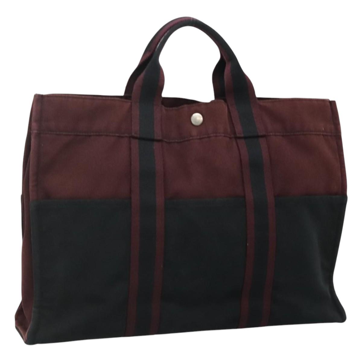 HERMES Fourre Tout MM Hand Bag Canvas Wine Red Auth th5651
