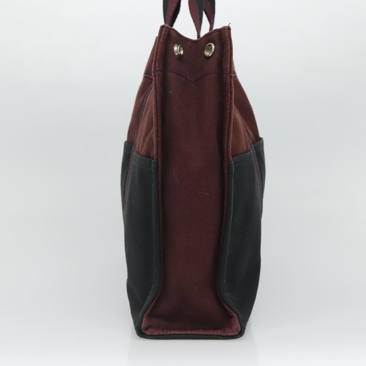 HERMES Fourre Tout MM Hand Bag Canvas Wine Red Auth th5651