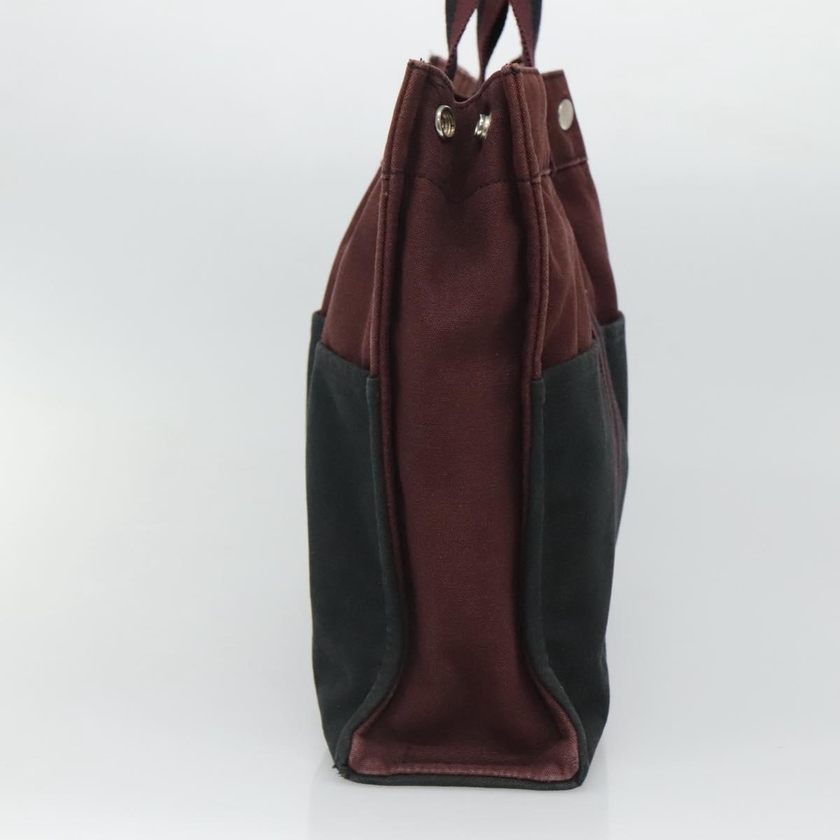 HERMES Fourre Tout MM Hand Bag Canvas Wine Red Auth th5651