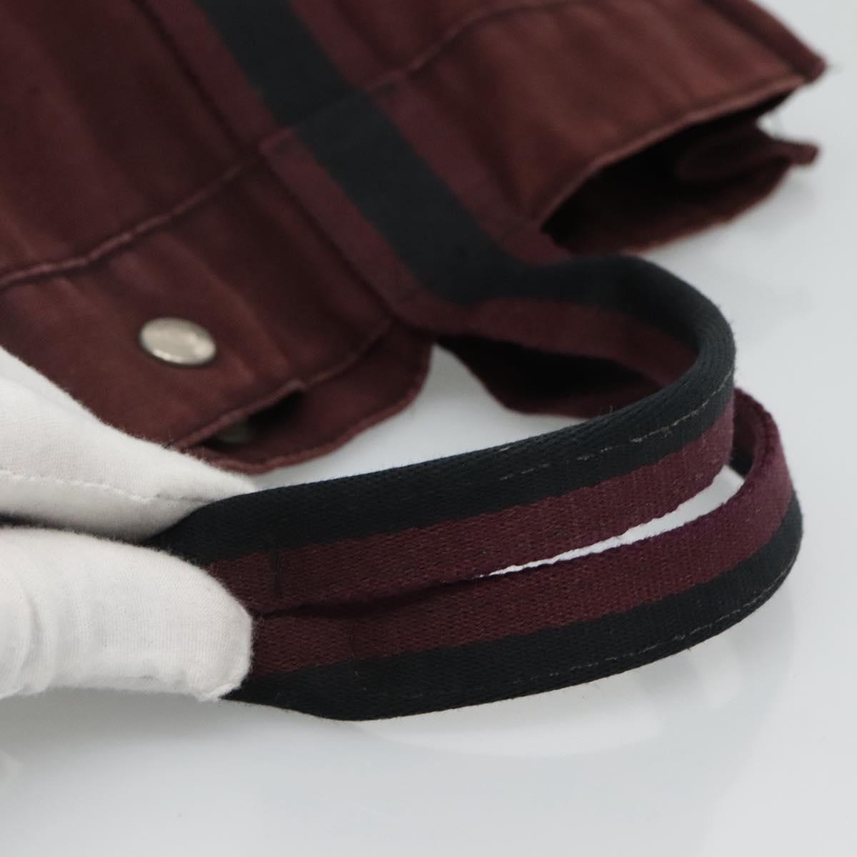 HERMES Fourre Tout MM Hand Bag Canvas Wine Red Auth th5651