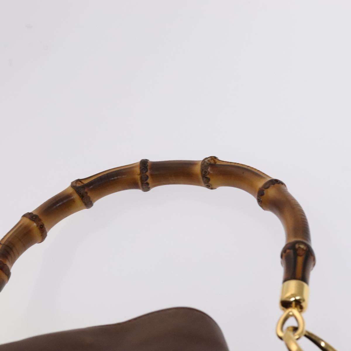 GUCCI Bamboo Hand Bag Leather 2way Brown Gold 001 14 1638 Auth th5652