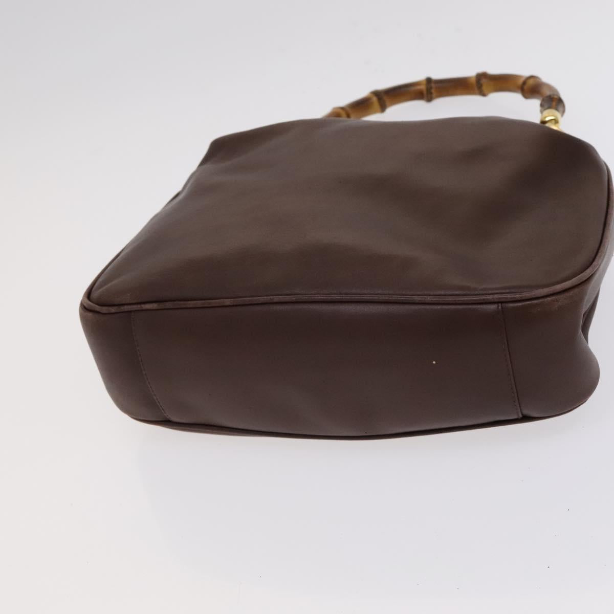 GUCCI Bamboo Hand Bag Leather 2way Brown Gold 001 14 1638 Auth th5652