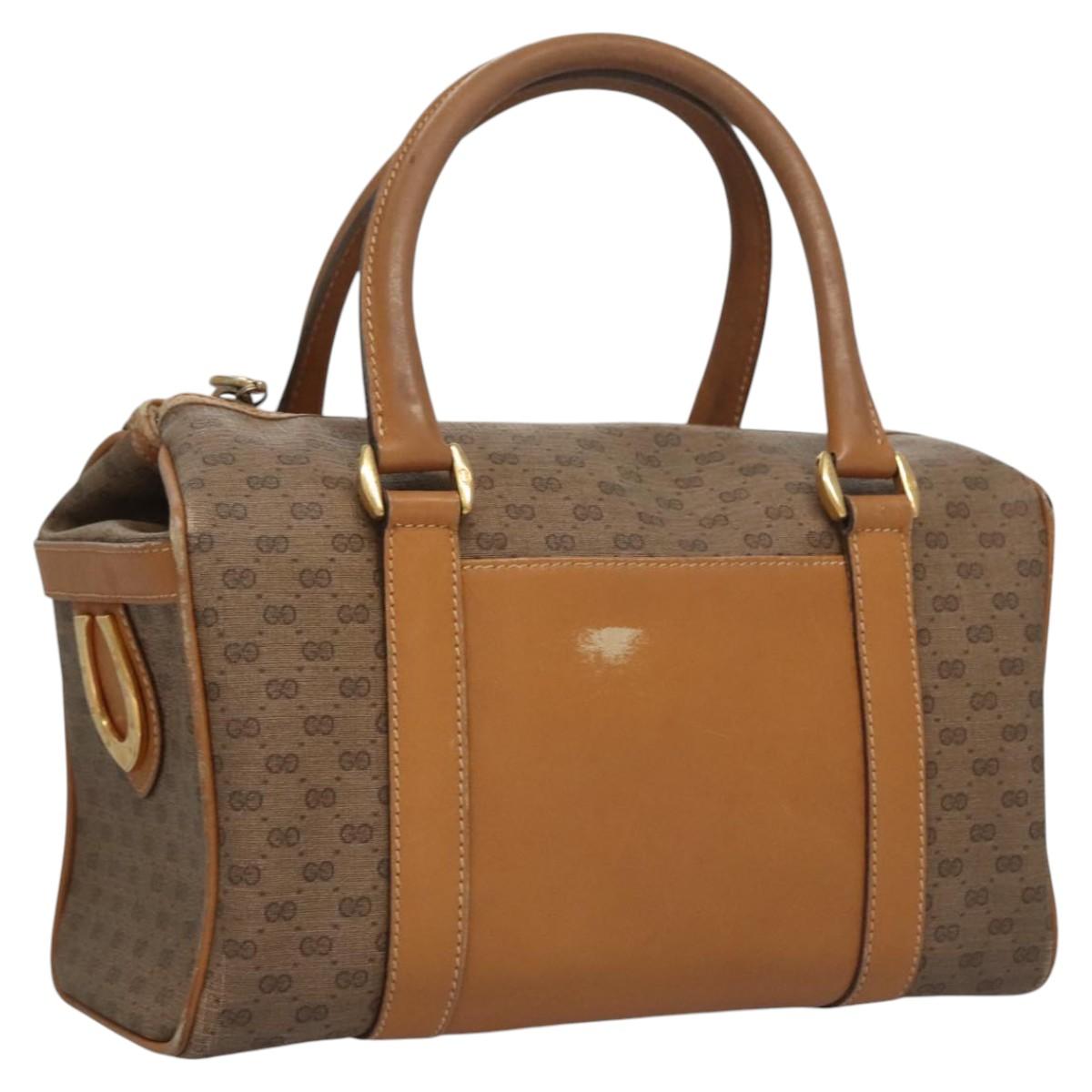 GUCCI Micro GG Supreme Hand Bag PVC Brown Gold 000 084 0158 Auth th5660