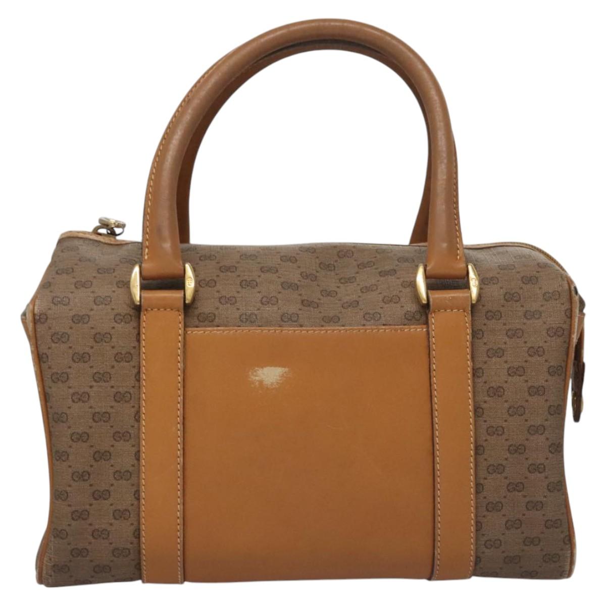 GUCCI Micro GG Supreme Hand Bag PVC Brown Gold 000 084 0158 Auth th5660