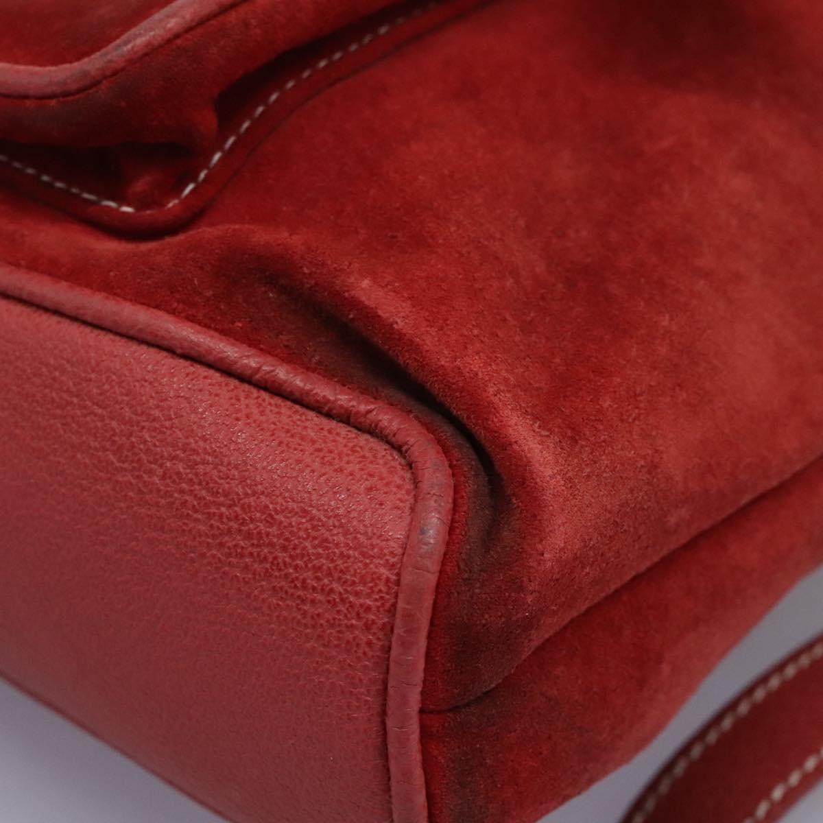 GUCCI Bamboo Backpack Suede Leather Red Gold 003 2852 0030 0 Auth th5663