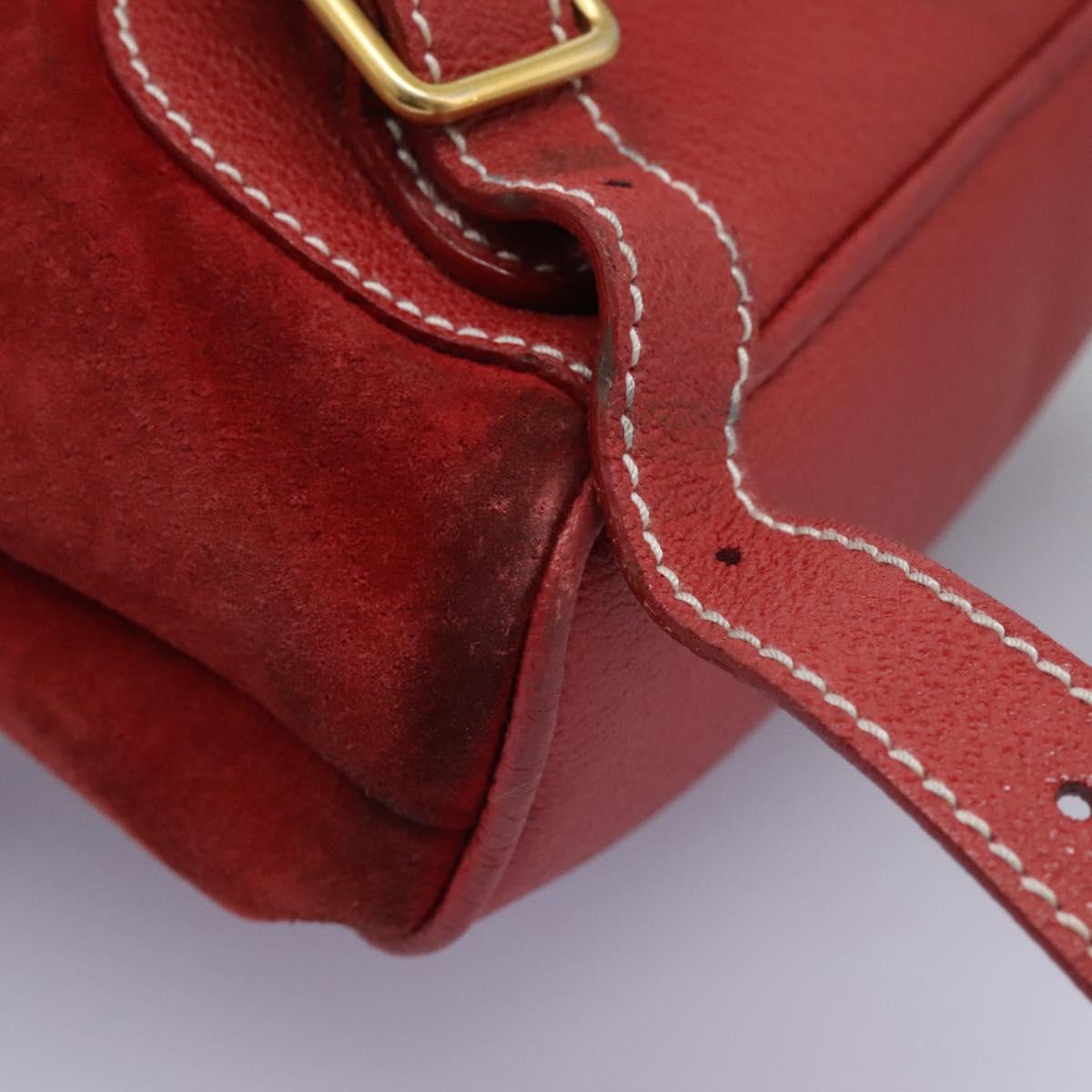GUCCI Bamboo Backpack Suede Leather Red Gold 003 2852 0030 0 Auth th5663
