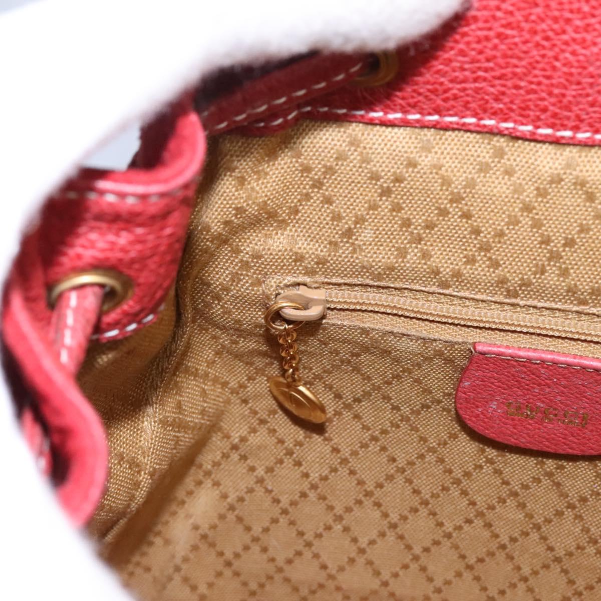 GUCCI Bamboo Backpack Suede Leather Red Gold 003 2852 0030 0 Auth th5663