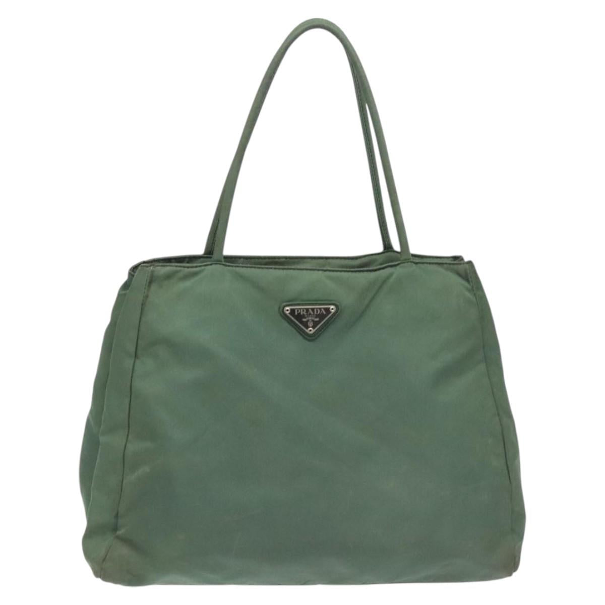 PRADA Hand Bag Nylon Khaki Auth th5681