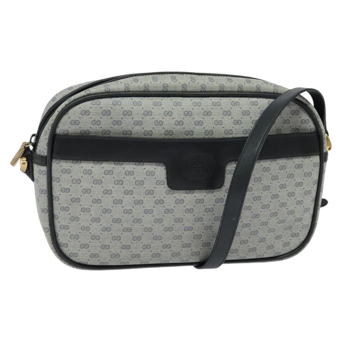 GUCCI Micro GG Supreme Shoulder Bag PVC Navy Gold 001 904 0439 Auth th5693