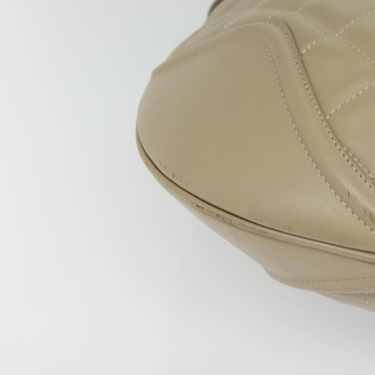 BURBERRY Shoulder Bag Leather Beige Gold Auth th5697