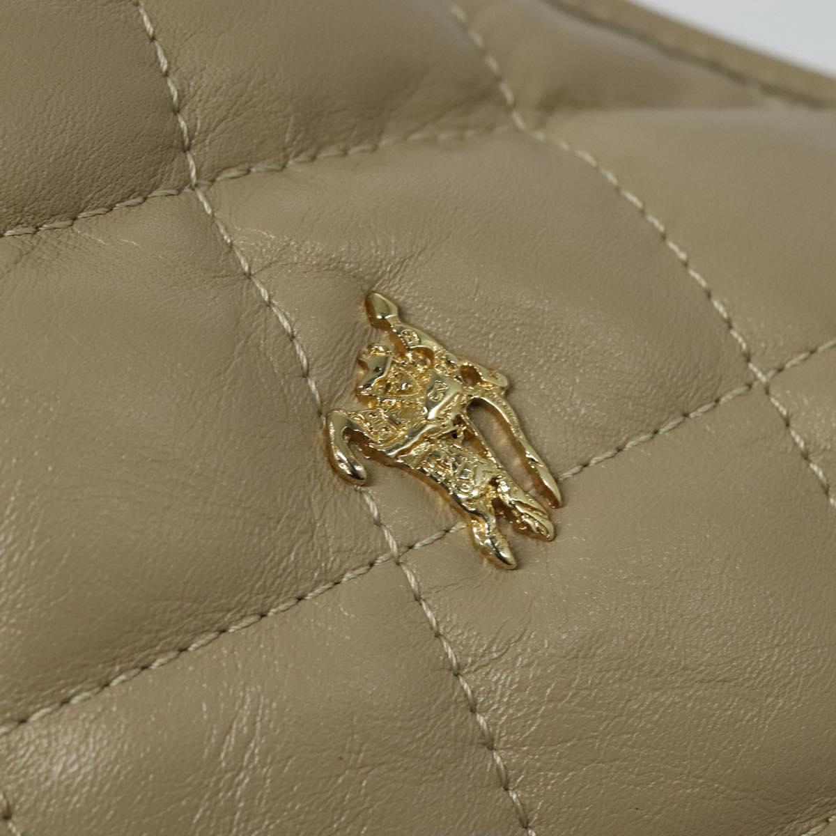 BURBERRY Shoulder Bag Leather Beige Gold Auth th5697