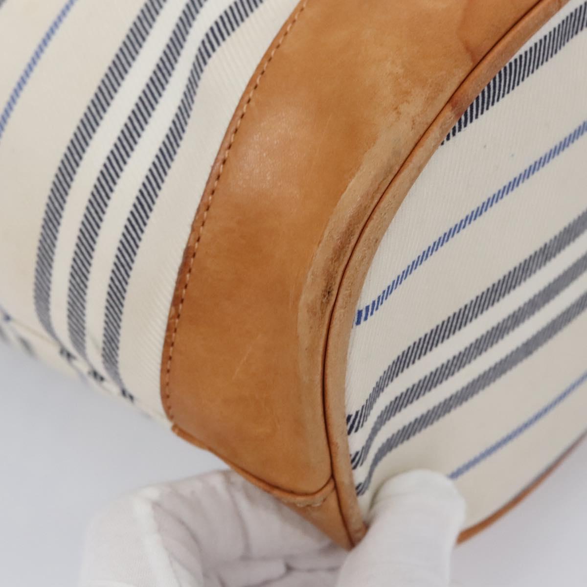 BURBERRY Backpack Canvas White Brown Auth th5698