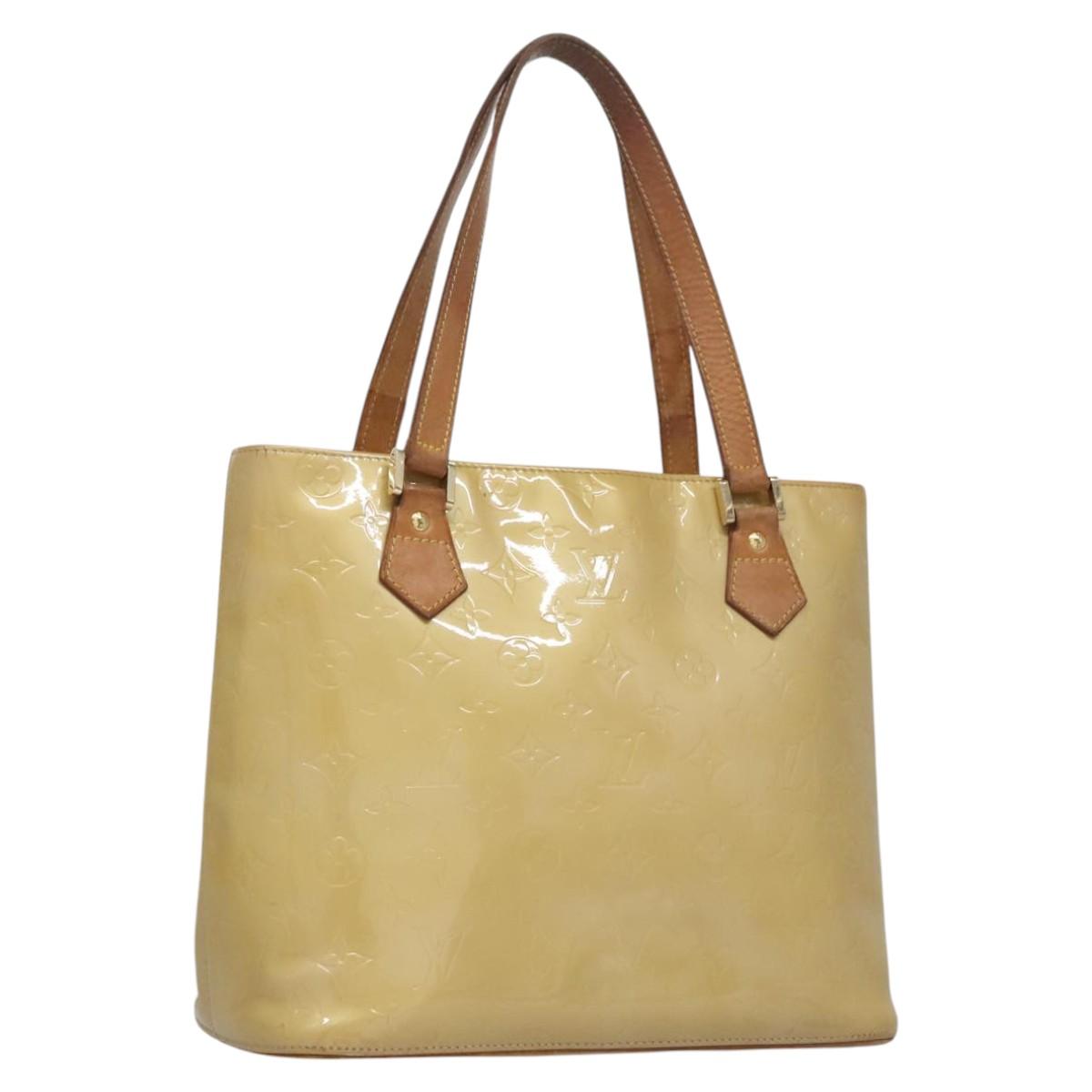 LOUIS VUITTON Monogram Vernis Houston Hand Bag Beige M91004 LV Auth th5702