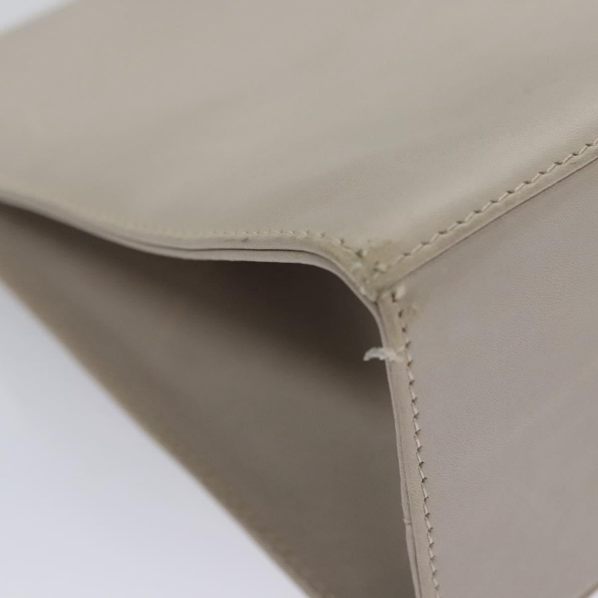 Salvatore Ferragamo Chain Shoulder Bag Leather Beige Gold Auth th5704