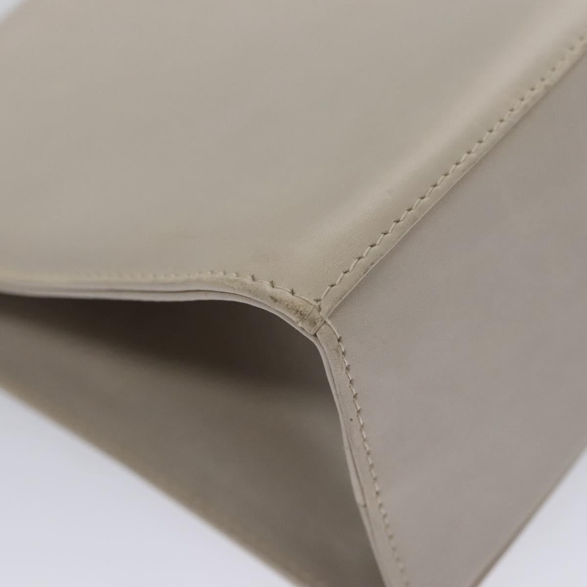 Salvatore Ferragamo Chain Shoulder Bag Leather Beige Gold Auth th5704