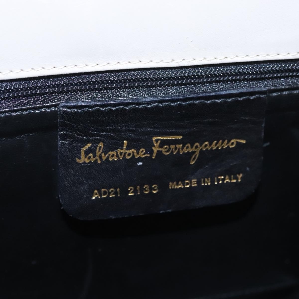 Salvatore Ferragamo Chain Shoulder Bag Leather Beige Gold Auth th5704