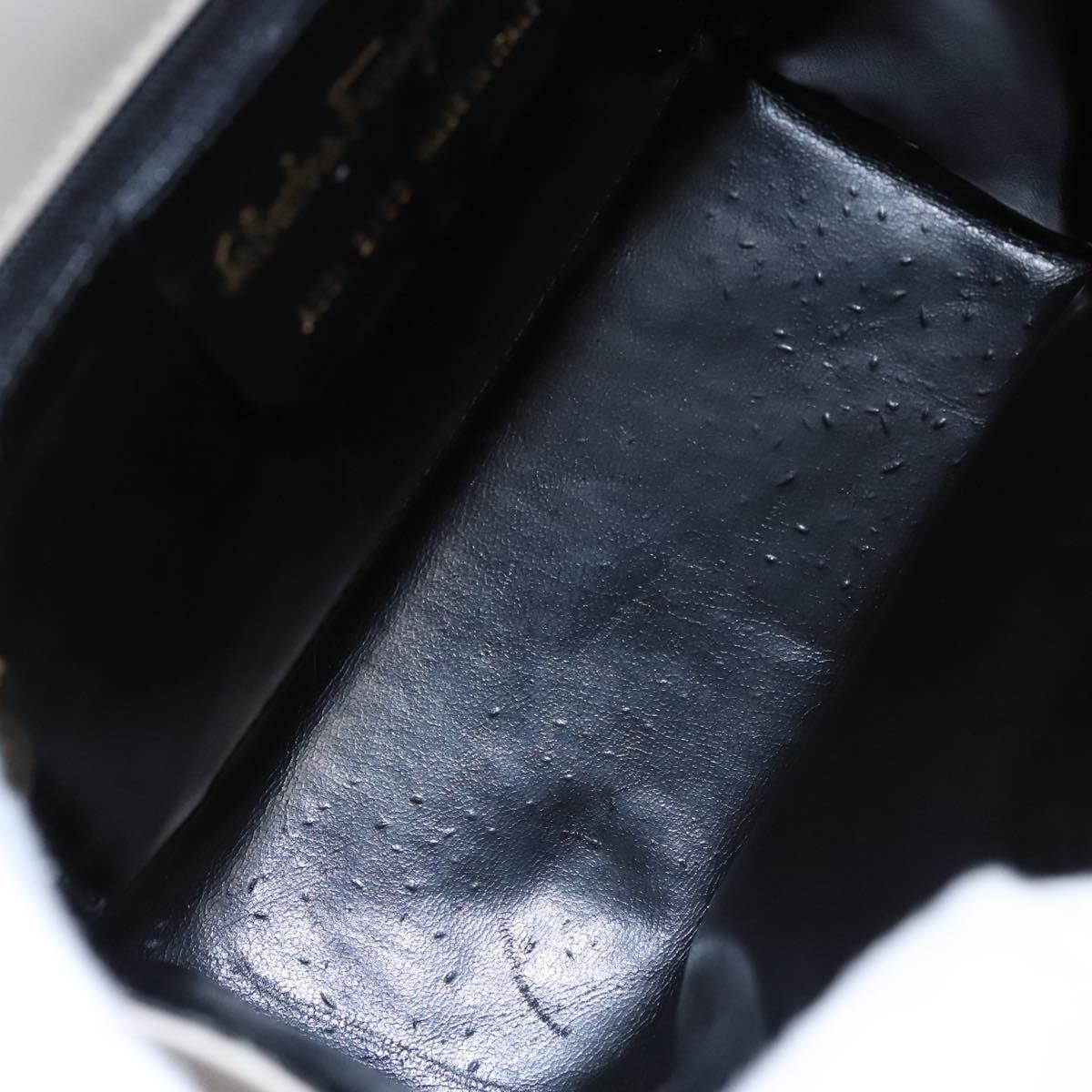 Salvatore Ferragamo Chain Shoulder Bag Leather Beige Gold Auth th5704