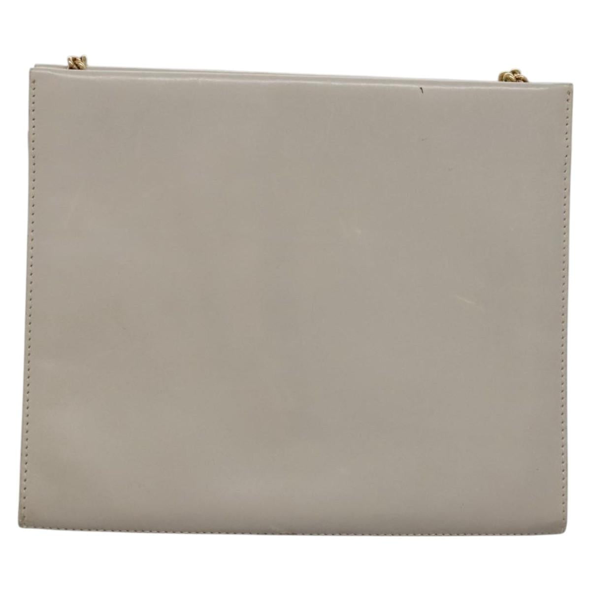 Salvatore Ferragamo Chain Shoulder Bag Leather Beige Gold Auth th5704