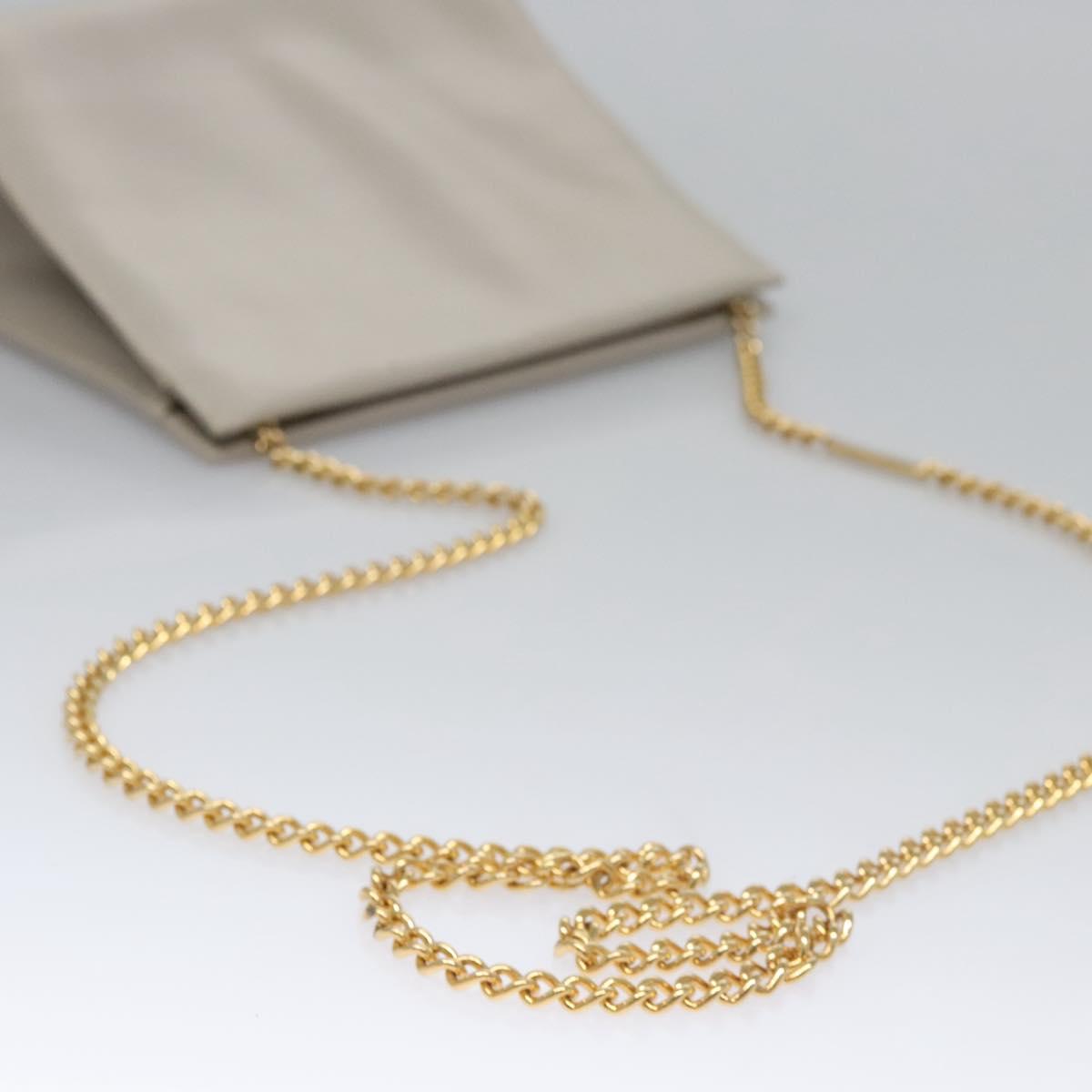 Salvatore Ferragamo Chain Shoulder Bag Leather Beige Gold Auth th5704