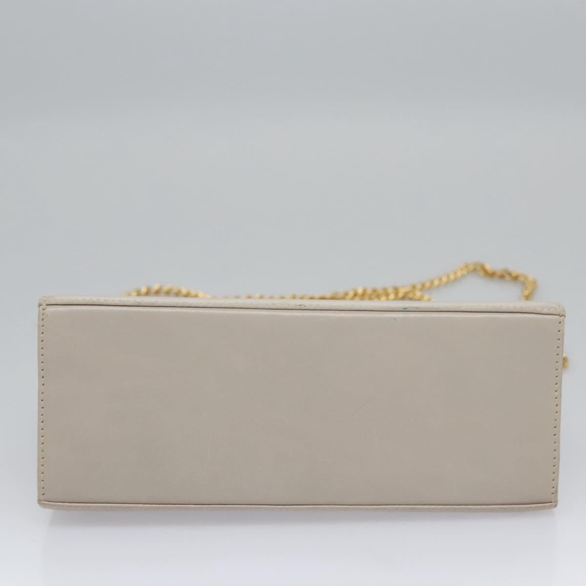 Salvatore Ferragamo Chain Shoulder Bag Leather Beige Gold Auth th5704