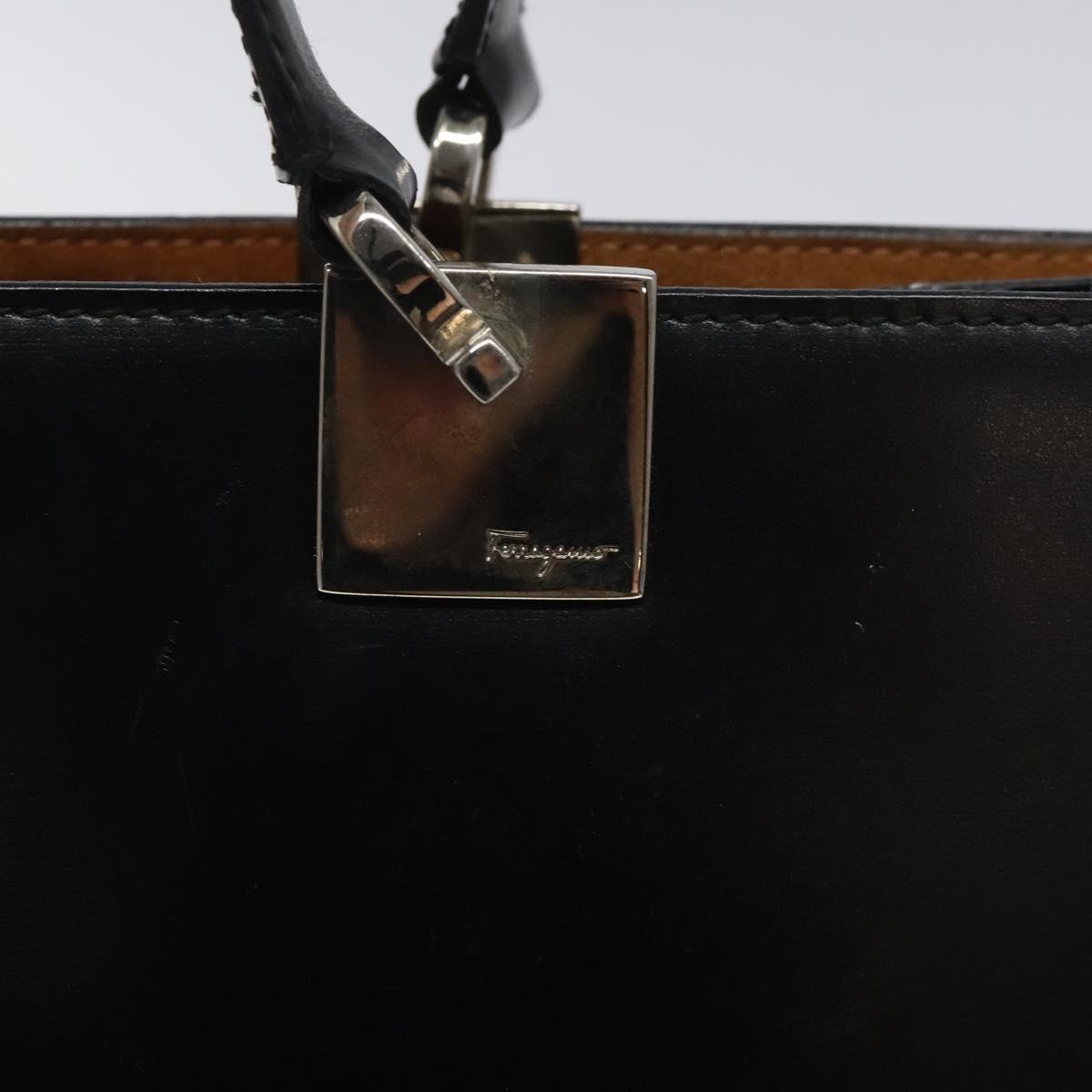 Salvatore Ferragamo Gancini Tote Bag Leather Black Silver Auth th5739